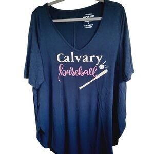 Torrid 2 Super Soft Classic‎ Knit Navy V-Neck Tunic Length T-Shirt Sz 2 2X SS